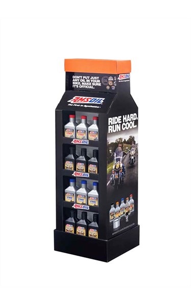 Торговая полка-стенд картонная AMSOIL "Масла для мотоциклов"